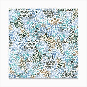 Speckled Watercolor Blue Square Canvas Print