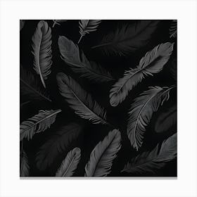 Feathers On Black Canvas Print