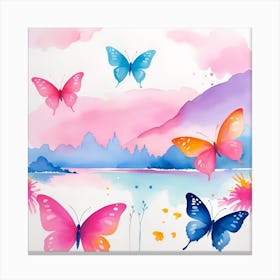 Watercolor Butterflies 4 Canvas Print