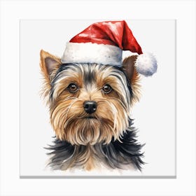 Yorkshire Terrier Christmas Hat 1 Canvas Print