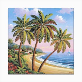 Palm Trees On The Beach Canvas Print