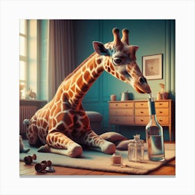 Giraffe Drinking Vodka 1 Canvas Print