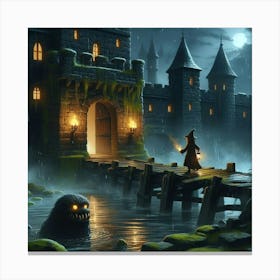 Castle In The Night Canvas Print