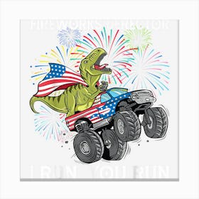 Fireworks Director Shirt Trex Dinosaur 4th Of July Patriotic Canvas Print