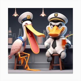 Pelican And Sailor 1 Canvas Print