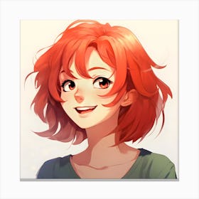 Anime Girl With Red Hair 4 Canvas Print