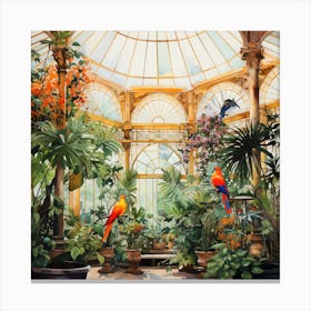 Parrots In The Conservatory Canvas Print