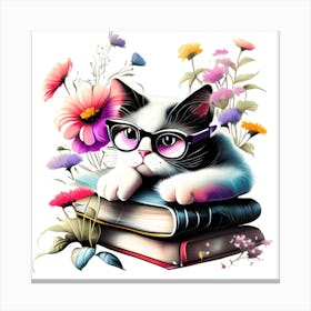 Cat With Glasses Canvas Print