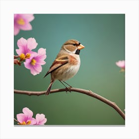 Bird Perched On A Branch 1 Canvas Print