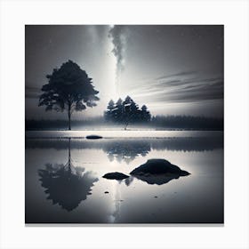 Night Sky With Trees Canvas Print