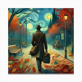 Man On His Way To Work Van Gogh , Abstract Art Illustration 2 Canvas Print