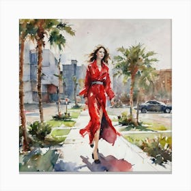 Woman In A Red Dress Canvas Print