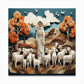 Jesus With Sheep Canvas Print