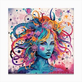 Woman With Colorful Hair Canvas Print