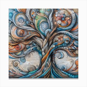 Abstract Tree Mural: This artwork is inspired by the beauty and diversity of trees in nature. The artwork is a large-scale mural, which is a painting or drawing that covers a wall or ceiling. The artwork uses abstract shapes and colors to create a dynamic and harmonious composition of different types of trees. The artwork also has a sense of depth and perspective, giving the impression of a forest landscape. This artwork is ideal for anyone who loves nature and art, and it can be placed in a hallway, library, or garden. 3 Canvas Print