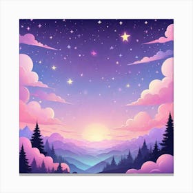 Sky With Twinkling Stars In Pastel Colors Square Composition 226 Canvas Print