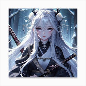 Anime Girl With Swords Canvas Print