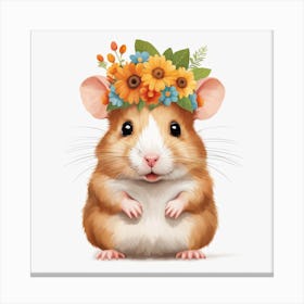 Floral Baby Hamster Nursery Illustration (24) Canvas Print