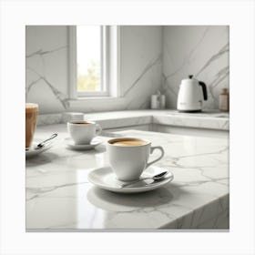 White Marble Kitchen 1 Canvas Print