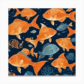 Default Fish Shaul Nautical Orange Art 0 Canvas Print