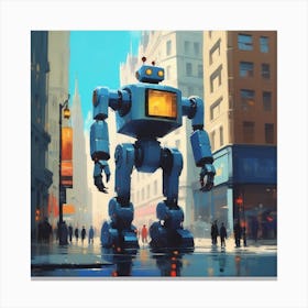 Robot In The City 86 Canvas Print