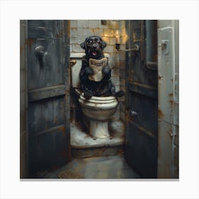 Labrador Reading Newspaper in the Loo Canvas Print
