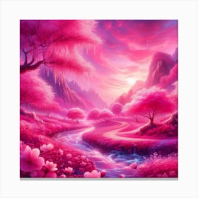 Pink Cherry Blossoms Canvas Print