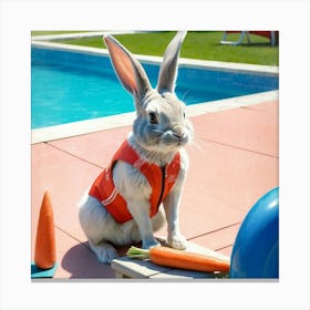 Rabbit At The Pool Canvas Print