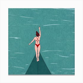 Woman In Bikini On Surfboard Canvas Print