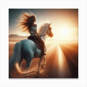 Girl Riding A Horse 8 Canvas Print