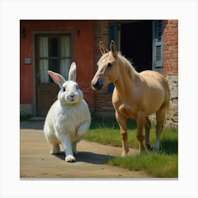 Horse And Rabbit Canvas Print