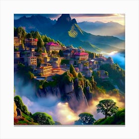 Village In The Clouds Canvas Print