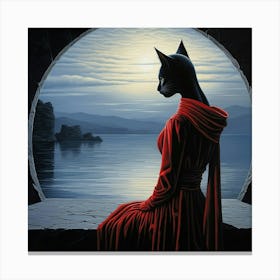 Cat In The Moonlight Canvas Print