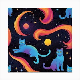 Seamless Pattern With Cats Canvas Print