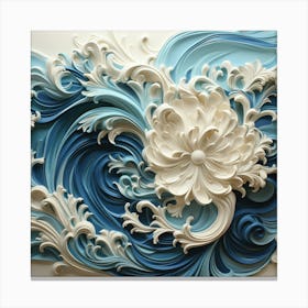 Blue And White Flower Wall Art Canvas Print