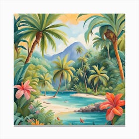 Tropical Landscape Painting Canvas Print