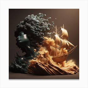 Ship In The Ocean Canvas Print