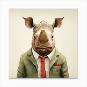 Rhino In Business Suit Canvas Print