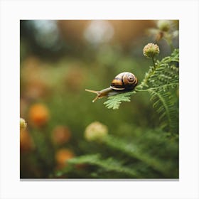 Snail On A Flower 1 Canvas Print