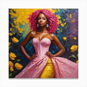 Black Woman With Pink Hair 1 Canvas Print