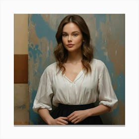 Woman In A White Blouse Canvas Print