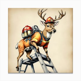 Deer Firefighter Canvas Print