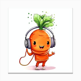 Carrot With Headphones 2 Canvas Print