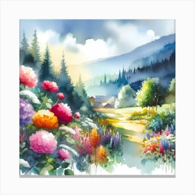 Watercolor Landscape Painting 53 Canvas Print