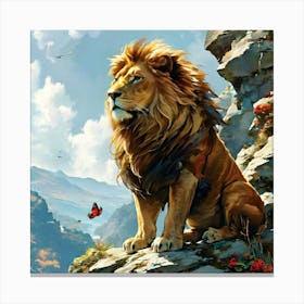 Lion In The Mountains Canvas Print