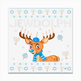 Cute Jewdolph Jewish Reindeer Hanukkah Ugly Chanukah Sweater Canvas Print