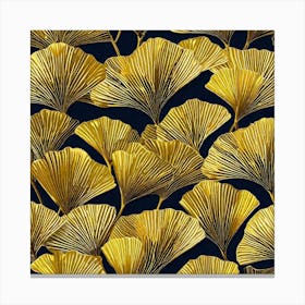 Gold Ginkgo Leaves Canvas Print