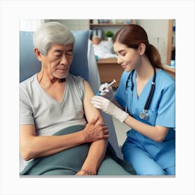 Elderly Man Getting A Vaccination Canvas Print