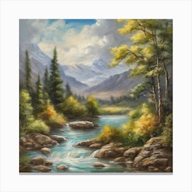 River In The Mountains Canvas Print