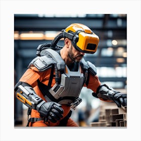 Man Wearing A Virtual Reality Helmet Canvas Print